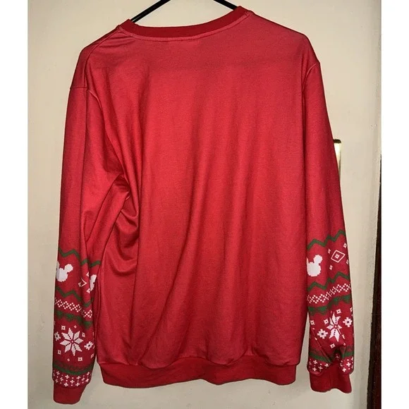 MICKEY MOUSE W/SANTA HAT DISNEY LONG SLEEVE RED SWEATSHIRT SIZE Medium - Picture 3 of 3